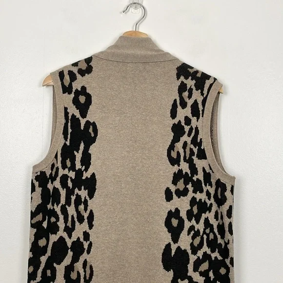 Lane Bryant Cotton Blend Leopard Print Sleeveless Open Cardigan women 14/16 - Picture 7 of 9